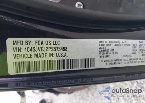 2023 Jeep Grand Wagoneer 4X4 из США, поврежденный, VIN 1C4SJVEJ2PS573498